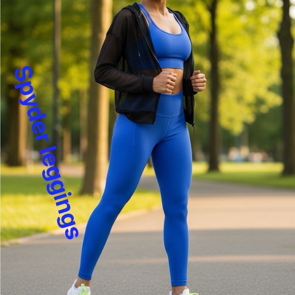 Spider Blue Sports Leggings, Size S – Like New & Ready for Action!